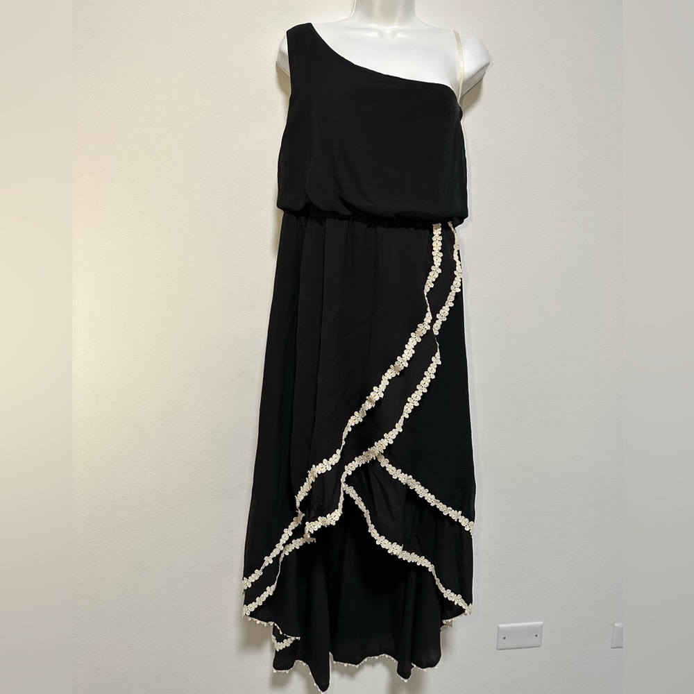 MARCOS CARRAZANA Black High Low One Shoulder Dress